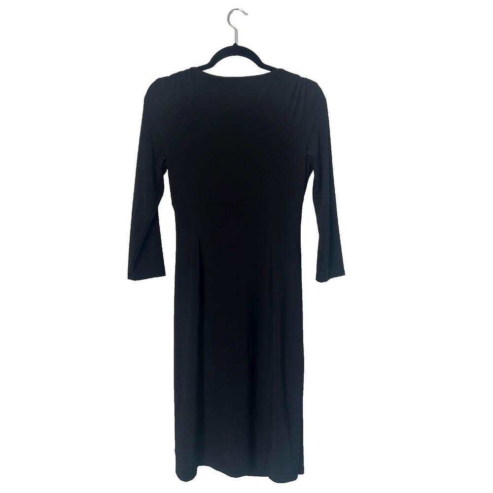 Lauren Ralph Lauren Sheath Dress Womens Size 8 Black Ruched V-Neck Office Career - Picture 6 of 14